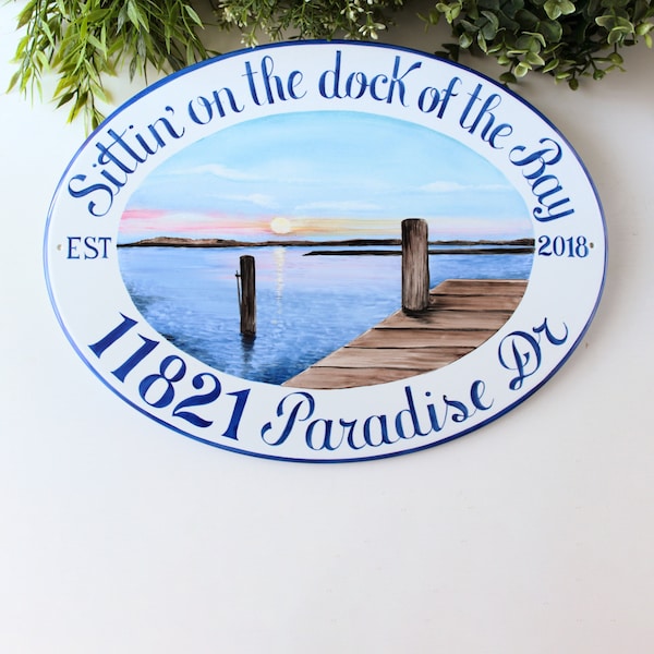 Sunset Personalized home sign outdoor, Lake house sign, Custom address sign, Personalized address plaque, coastal, Beach house sign