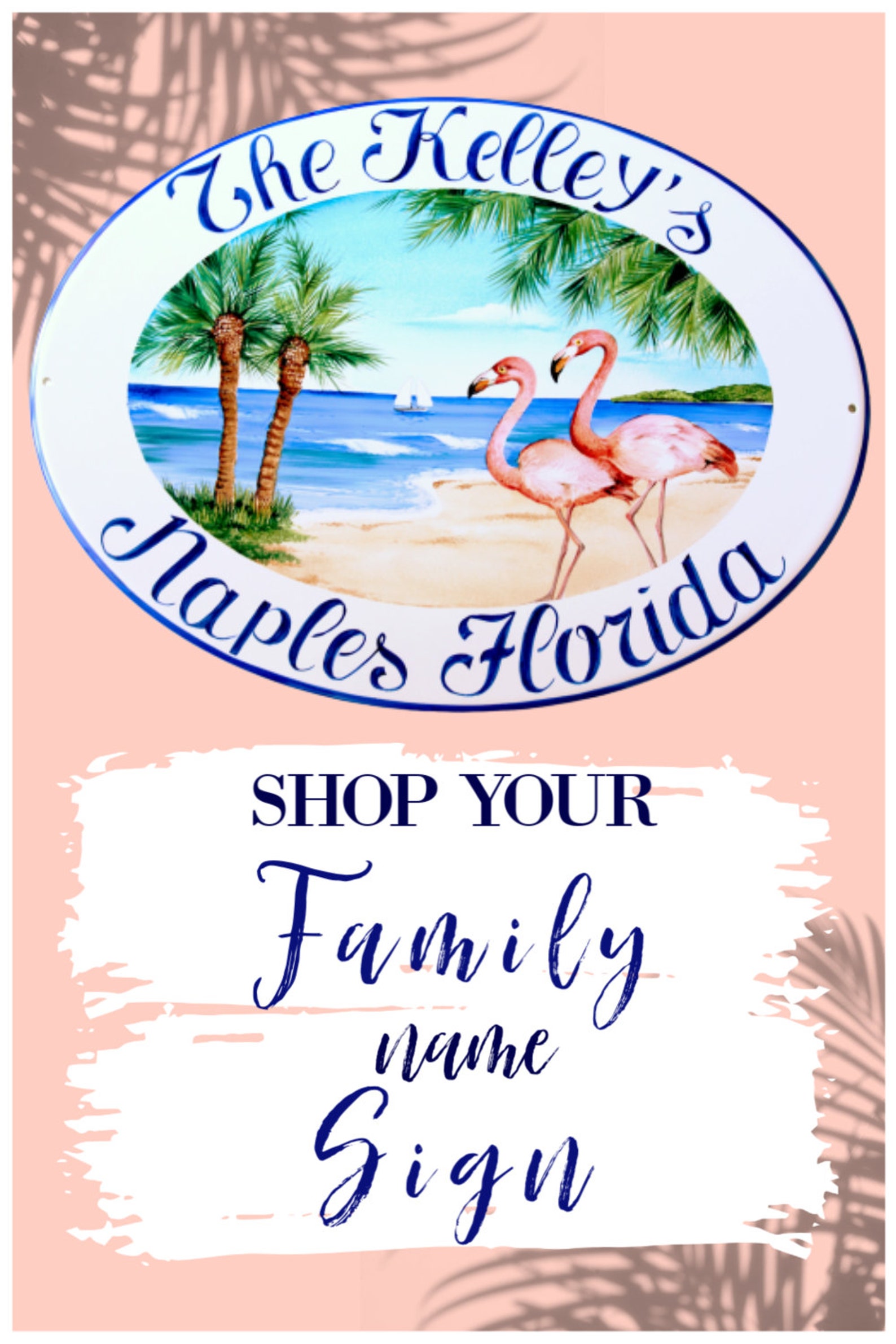 Beach House Name Sign Personalized With Pink Flamingos Etsy
