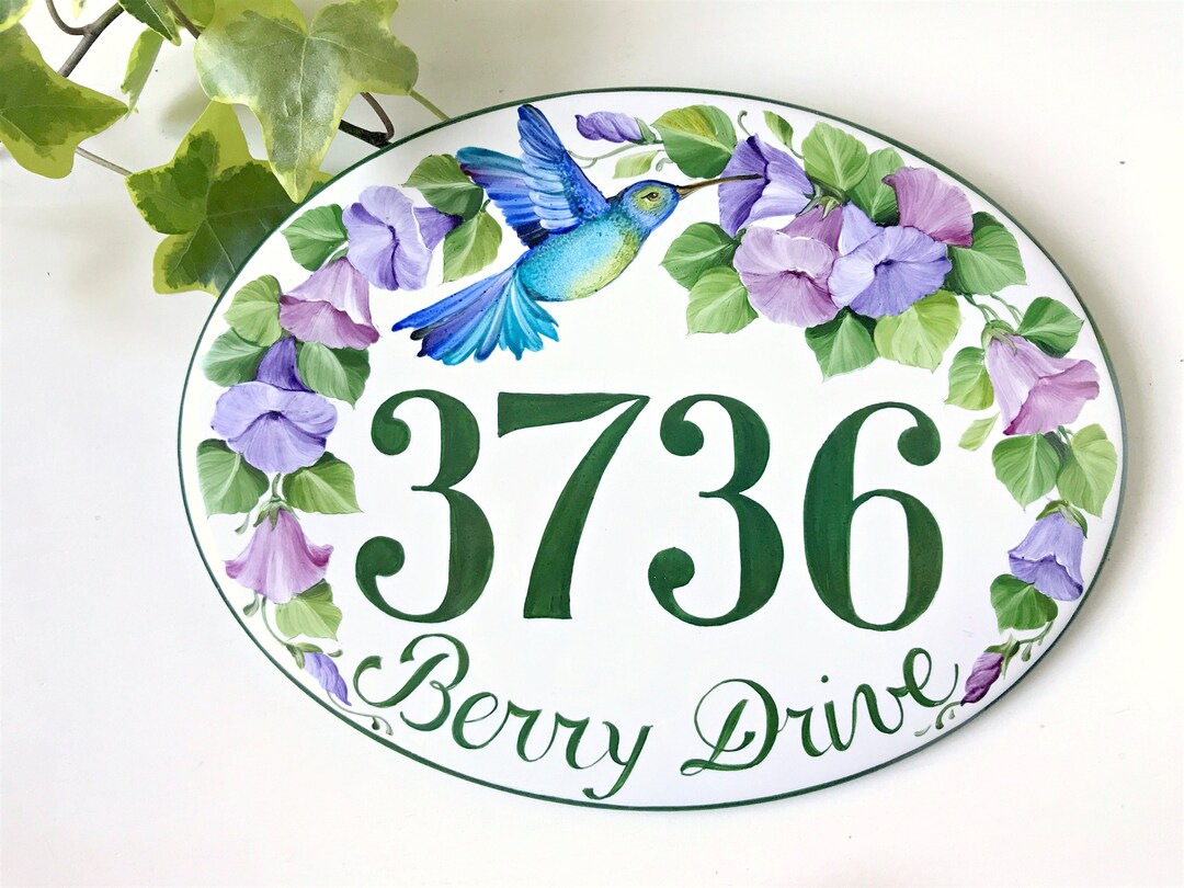Hummingbird House Numbers, Custom Ceramic Address Sign for Outdoor ...