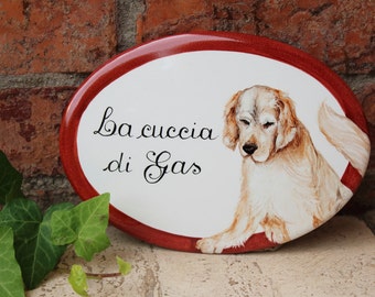 Custom pet portrait with name, Dog lover gift, Beware of dog sign, Personalized dog portrait