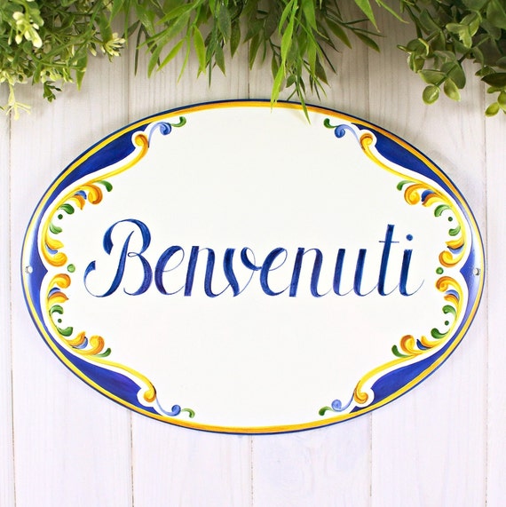 Custom front porch Welcome Sign - Spanish Ceramic house plaque - Talavera decor
