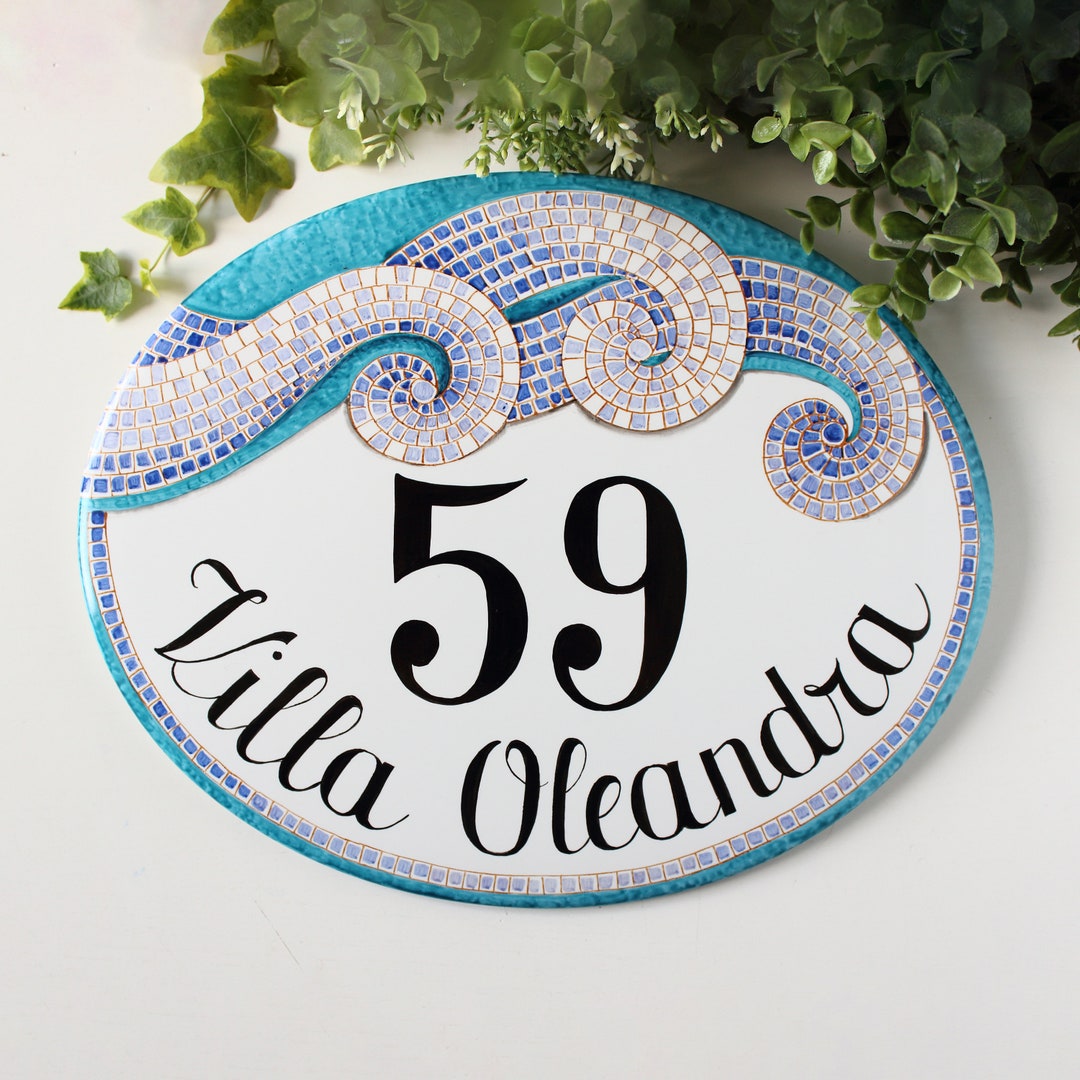 Mosaic House Number Plaque Tile House Numbers, Custom Address Sign