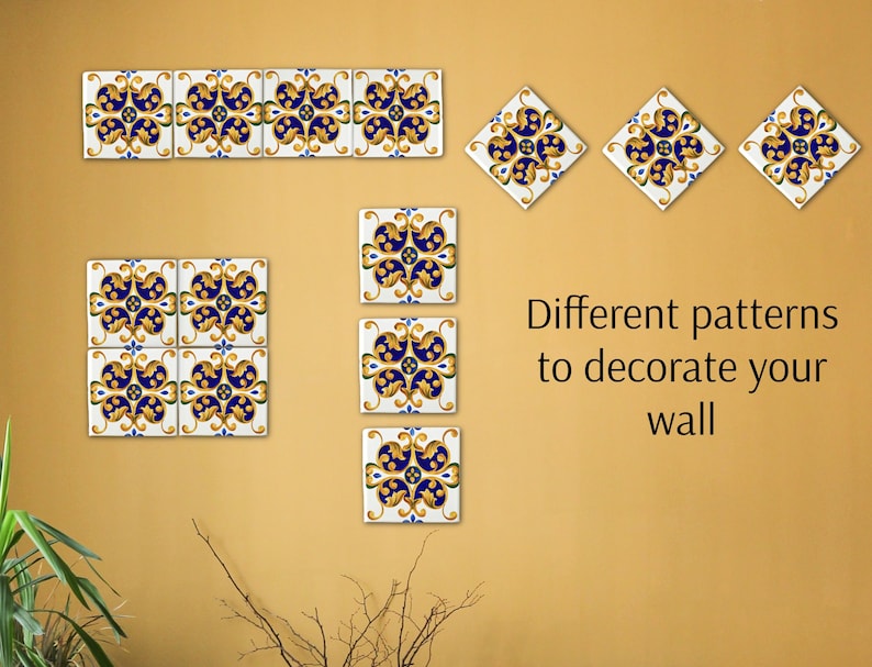 Custom Mexican tiles Ceramic wall art, Talavera tiles 4 x 4 or 6 x 6, Wall murals tile, Decorative tiles for outdoor 画像 3