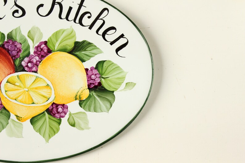 Ceramic kitchen sign with Apple lemons blackberries, Custom sign with name, Personalized gift for wife, kitchen signs image 6