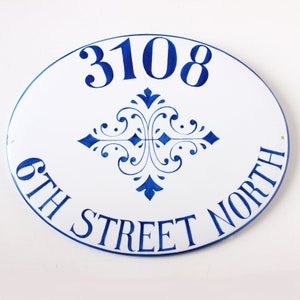 Blue Custom Ceramic House Number Plaque, Address Sign - Art Déco