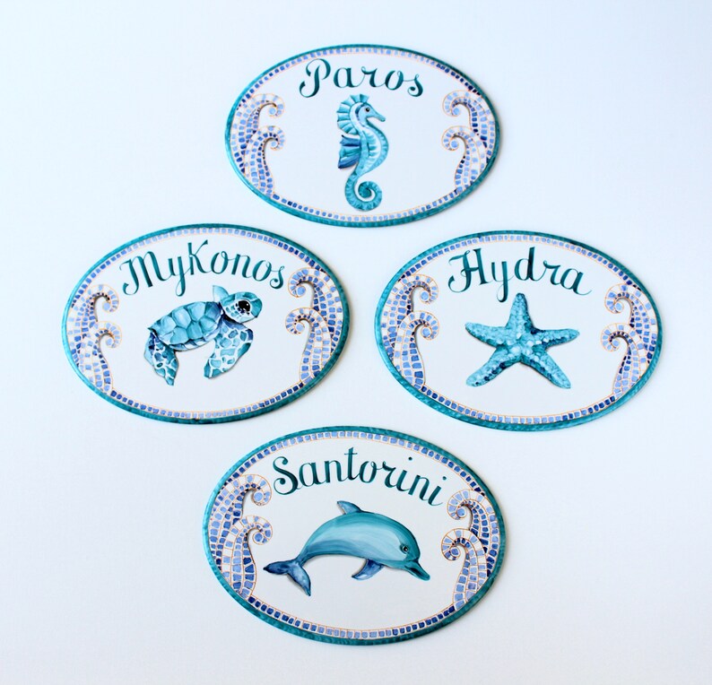 Dolphin House Sign for Beach Cottage Ceramic Address Plaque Etsy