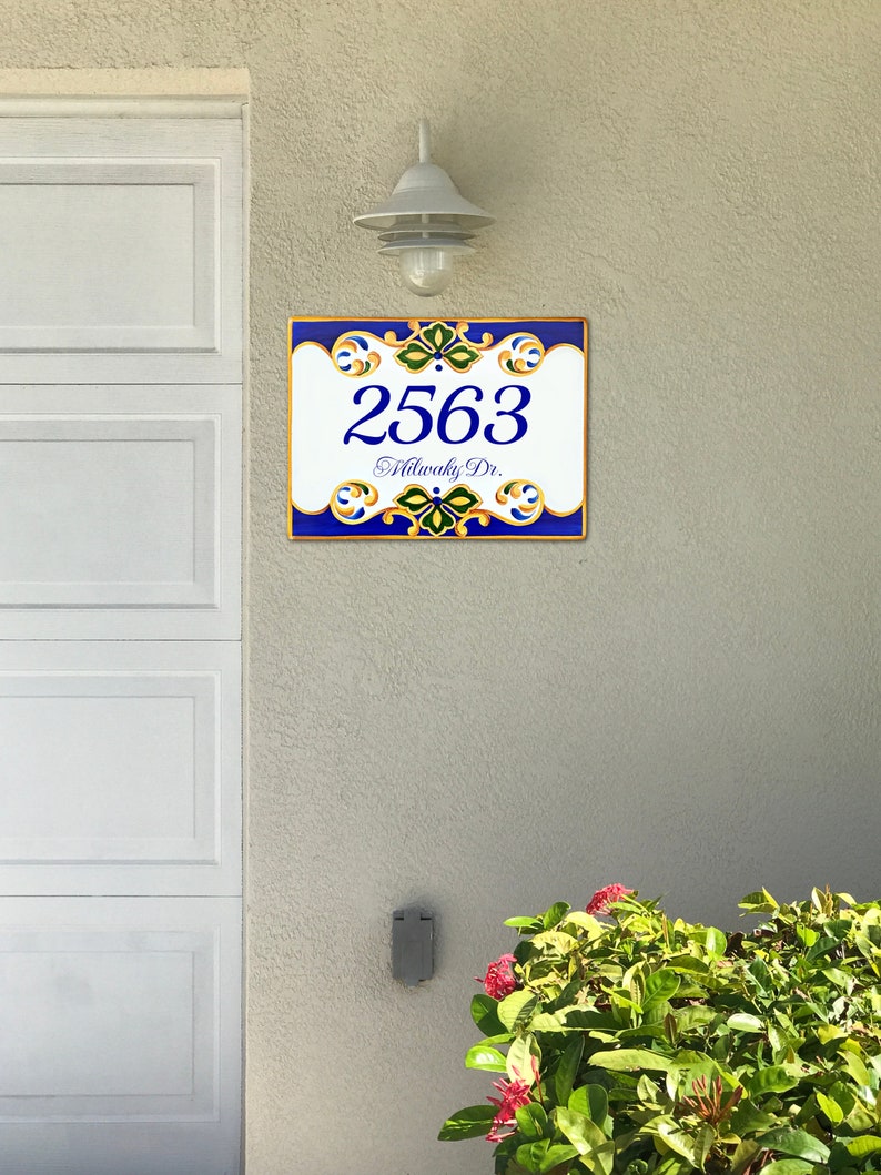 Spanish Talavera Address Sign, Custom House Numbers Tile, Ceramic