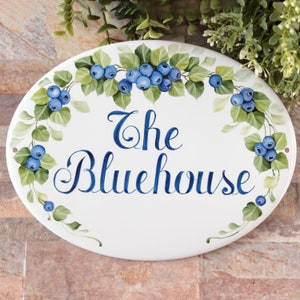 Blueberry Cottage sign, Personalized house sign for outdoor, Home decor sign, Unique gift for couple