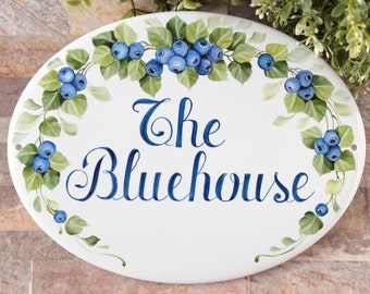 Enseigne Blueberry Cottage, enseigne de maison personnalisée pour l'extérieur, enseigne de décoration intérieure, cadeau unique pour couple