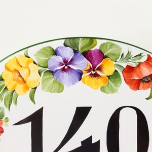 Flowers Custom House numbers address sign, Ceramic number tile for Outdoor, Address plaque welcome sign image 6