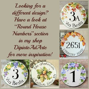Personalized Round address sign, House Numbers with family name sign, Fall porch decor, Custom front door sign image 6