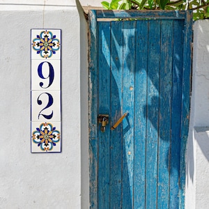 Custom House Numbers Tile Hand painted, Spanish House Address sign Ceramic Tiles