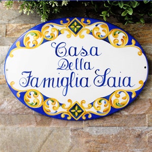 Personalisiertes Familiennamenschild, benutzerdefiniertes Außenschild, personalisiertes Hausschild, benutzerdefiniertes Hausnamenschild, mexikanische Talavera