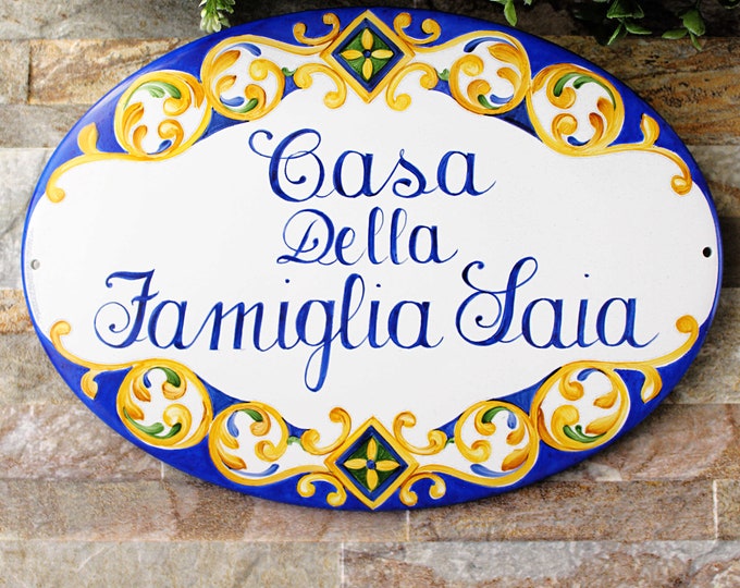 Personalized family name Sign, Custom outdoor sign, personalized House sign, Custom house name sign, Mexican Talavera