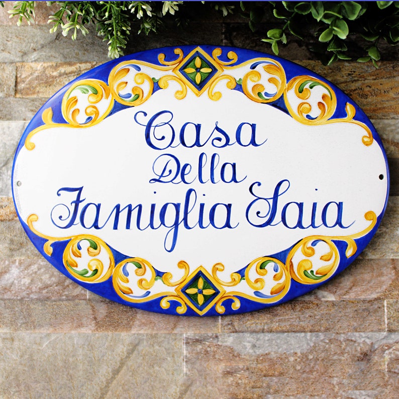 Personalized family name Sign, Custom outdoor sign, personalized House sign, Custom house name sign, Mexican Talavera imagem 1