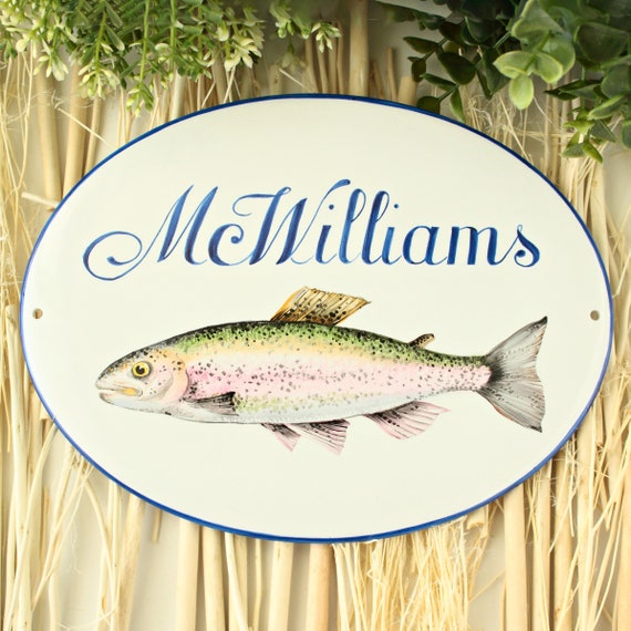 Outdoor Family Name Sign, Custom Lake House Sign, Decor Fishing Sign, Lake  House Decor, Ceramic House Plaque 