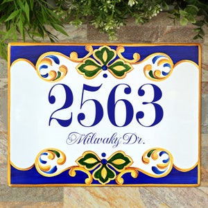 Spanish Talavera Address Sign, Custom House numbers Tile, Ceramic address plaque, Outdoor Mexican decor