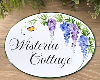 Wisteria Personalized Cottage Name Sign Welcome Porch Sign Outdoor Address Plaque Garden Sign