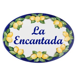 Letrero personalizado con nombre de limón para exteriores, letrero de villa, placa de cerámica para casa