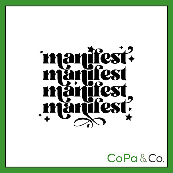 Decal - Manifest  – Retro Inspirational Sticker for Laptop, Car, Journal, Water Bottle & More
