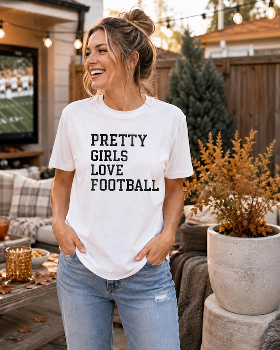 Pretty Girls Love Football Tee, Game Day Shirt, Collegiate Style T-Shirt