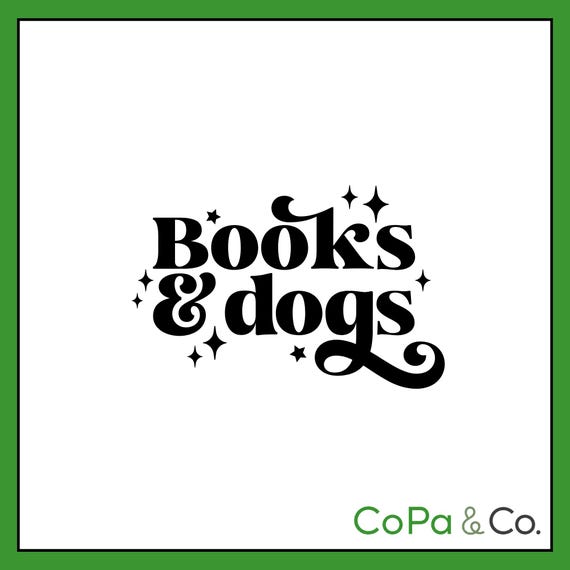 Decal - Books & Dogsl – Permanent Sticker for Car, Laptop, or Cup