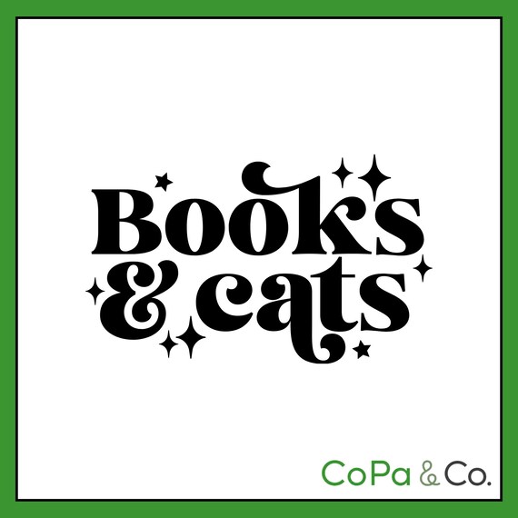 Decal - Books & Cats – Permanent Sticker for Car, Laptop, or Cup