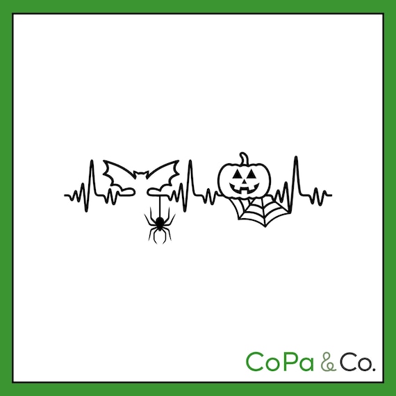 Halloween Heartbeat Decal: Bat, Spider & Pumpkin - Spooky Car/Porch Decor