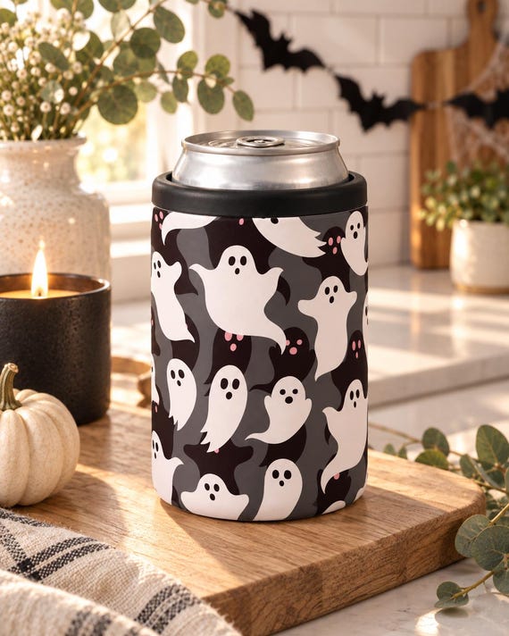 Ghost Halloween 12 oz Can Cooler | Spooky Beverage Holder
