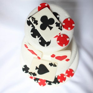 Casino cake topper 16pcs casino cake decorations edible fondant casino playing cards poker chips bachelorette party adult men ladies