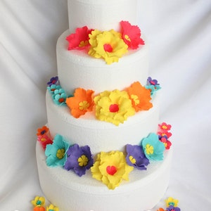 hawaiian cake topper 51 pieces Luau wedding cake flowers luau cake flowers hibiscus fondant flowers tropical edible flowers InscribingLives