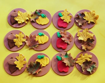 Items Similar To 12 Fall Thanksgiving Edible Fondant Cupcake Cake