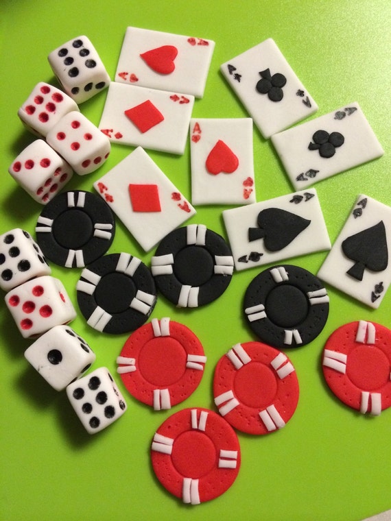 24 Casino Cupcake Toppers Adult Edible Fondant Cake Topper Etsy