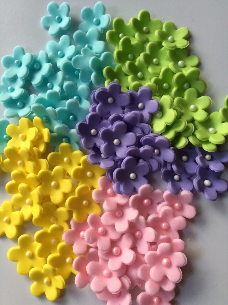 Fondant Flowers 60/50 Small Edible Flowers With Center Pearl Etsy New