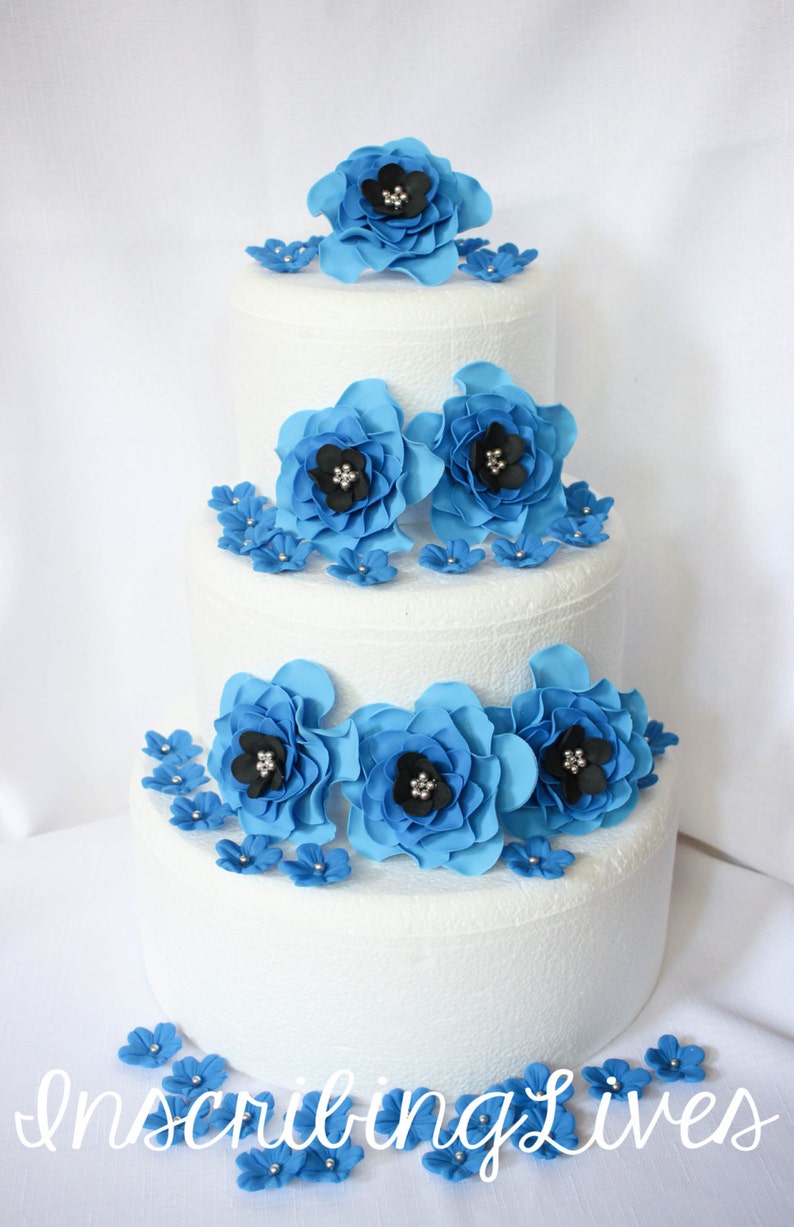 Flower Cake Decorations 42pcs Wedding Cake Topper Edible Etsy
