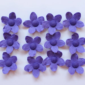 fondant flower 36 Purple mini edible flowers cake pop decorations cupcake toppers wedding cake flower topper birthday bridal shower