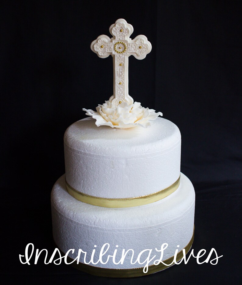 Baptism Christening Cross Cake Topper Standing White Cross on Etsy