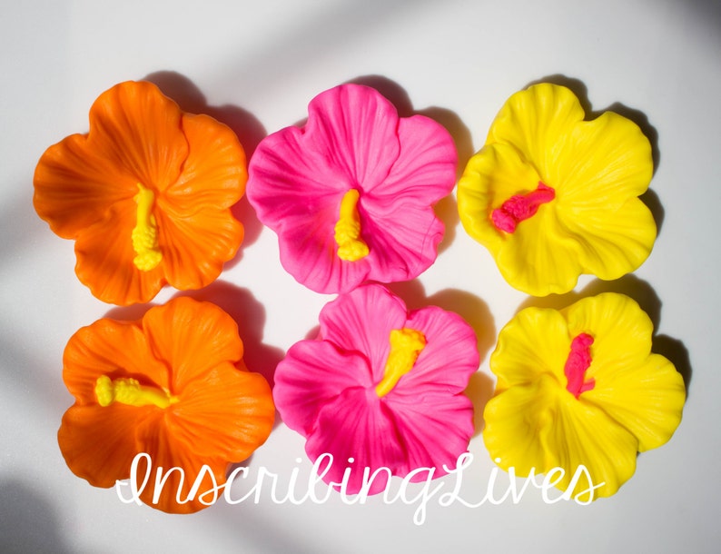 Hibiscus fondant flowers 6pcs hibiscus edible fiesta edible Etsy