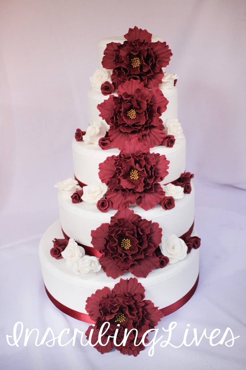 Wedding Cake Decorations 41pcs Burgundy Wedding Cake Topper Etsy