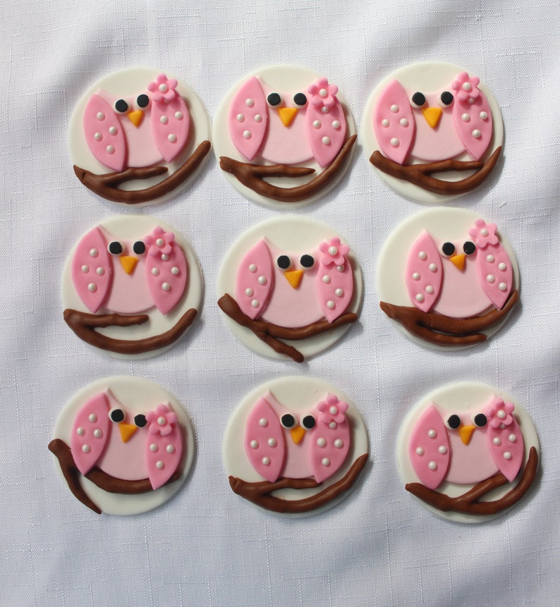 Owl cupcake toppers Baby shower cupcake toppers 12 edible Etsy