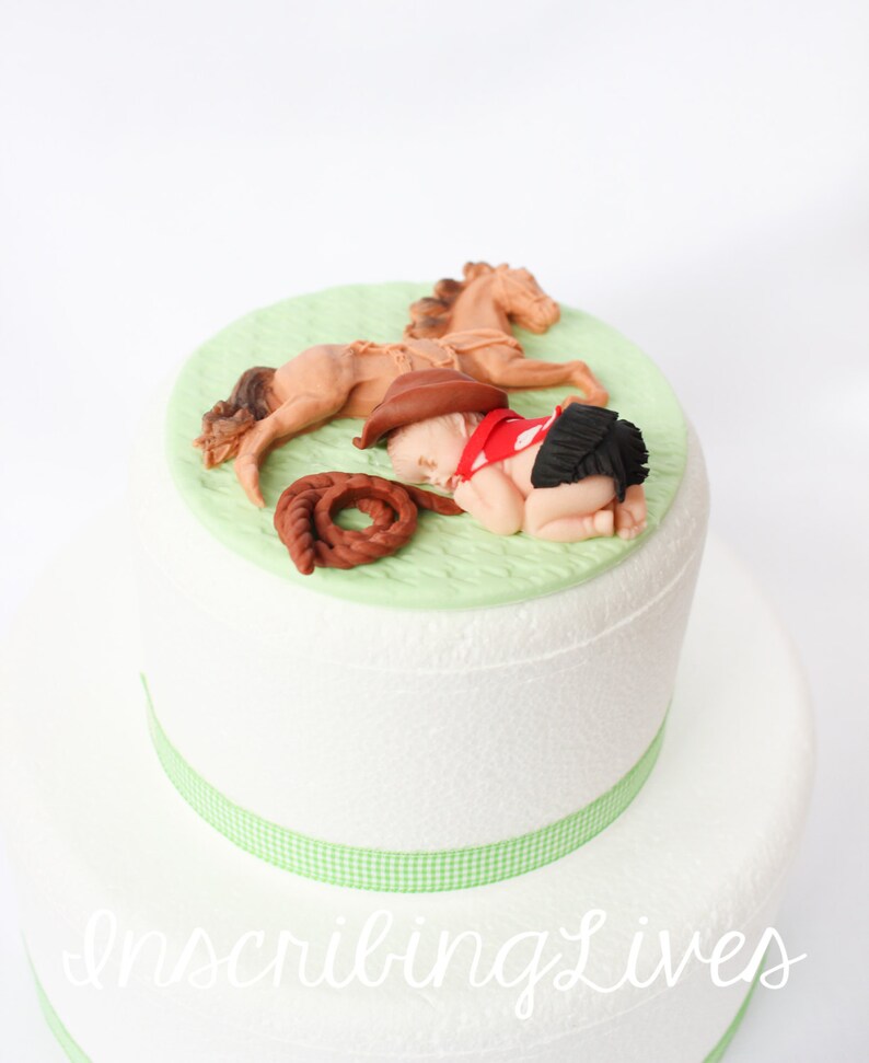 Cowboy Baby Shower Cake Topper Boy Cowboy Cake Topper Fondant Etsy