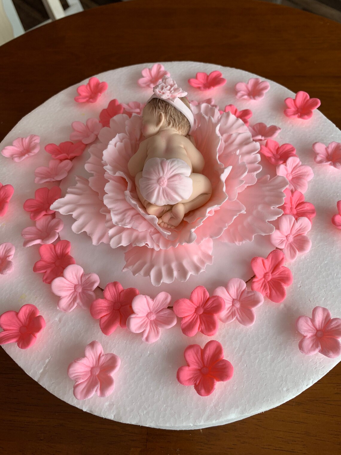 Baby shower cake topper 38pcs girl pink peony edible fondant Etsy