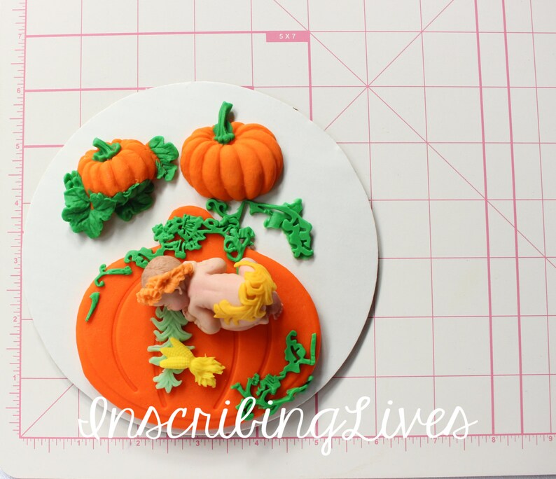 Pumpkin baby shower cake topper fall Baby fondant cake topper Etsy