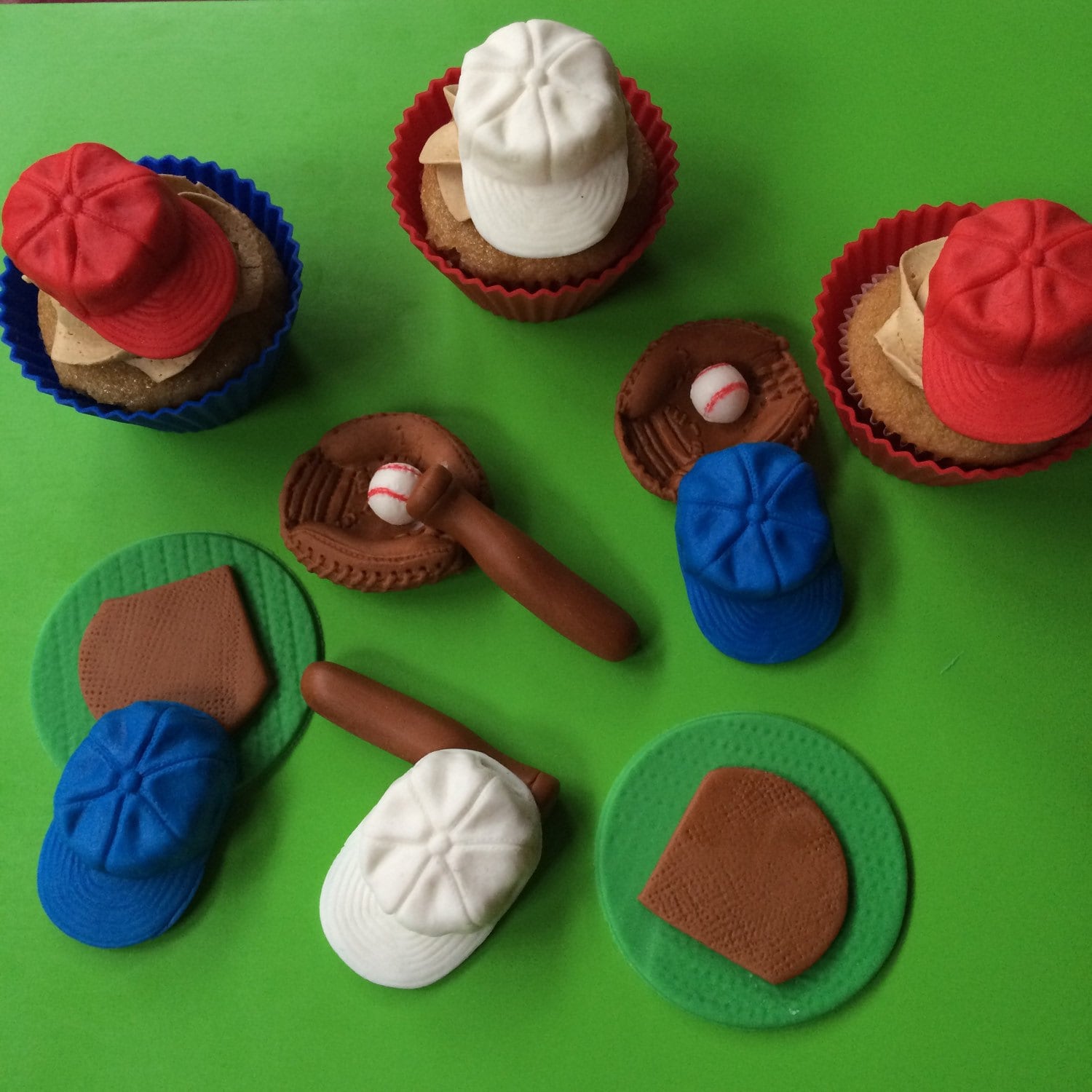 Baseball Cupcake Toppers 12pcs Edible Fondant Baseball Cake Etsy