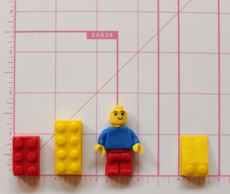 Fondant Building Brick Blocks Cupcake Cake Topper Red Blue Etsy