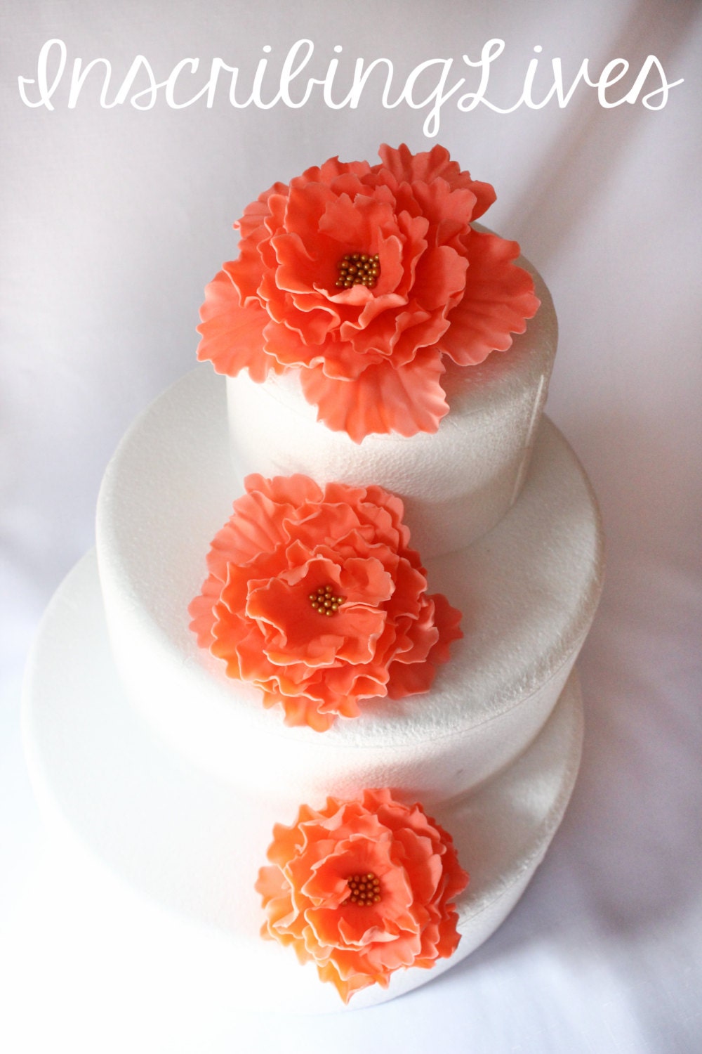 Peach Wedding Cake Flowers 3pcs Vintage Edible Fondant Flower Etsy