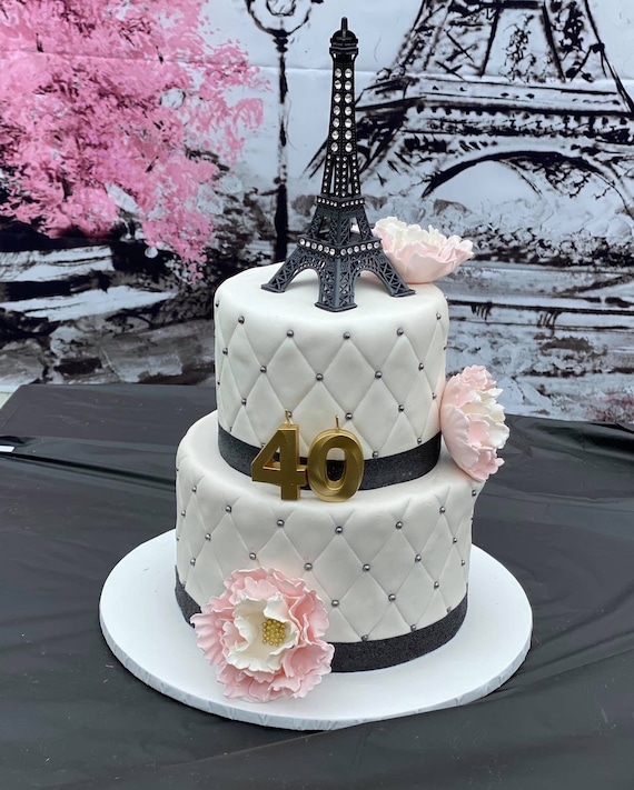 Fard à joues rose gâteau de mariage fleurs 3pcs vintage comestible