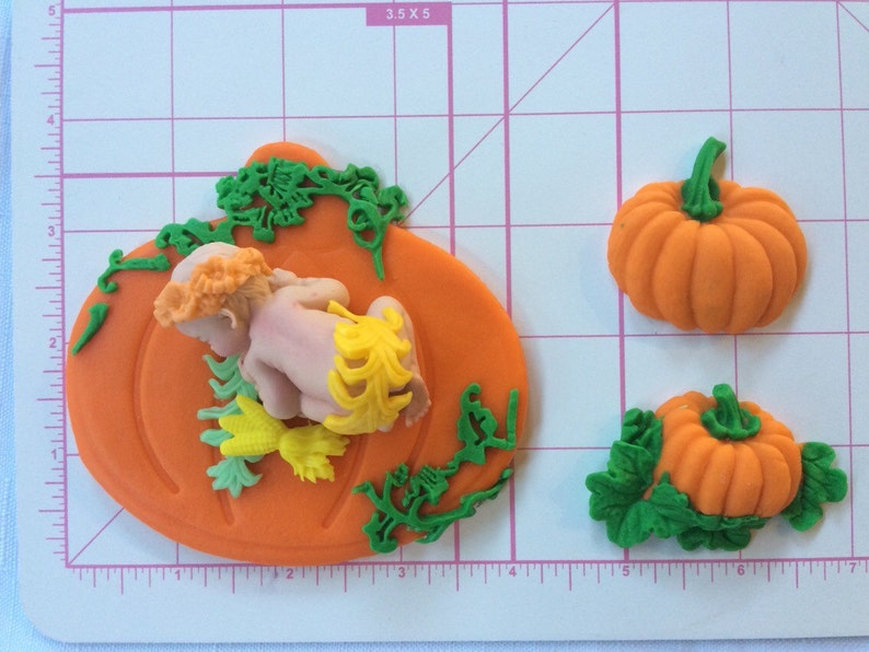 Pumpkin baby shower cake topper fall Baby fondant cake topper Etsy