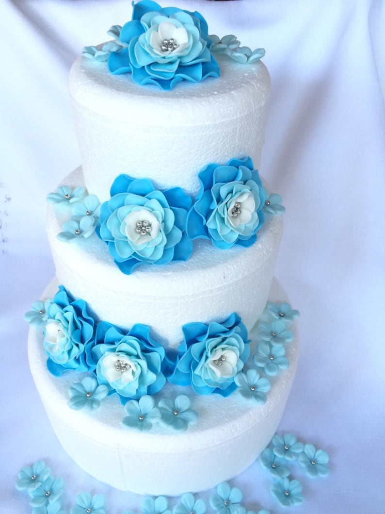 Wedding Cake Flower Topper 42pcs Edible Fondant Flowers Light Etsy