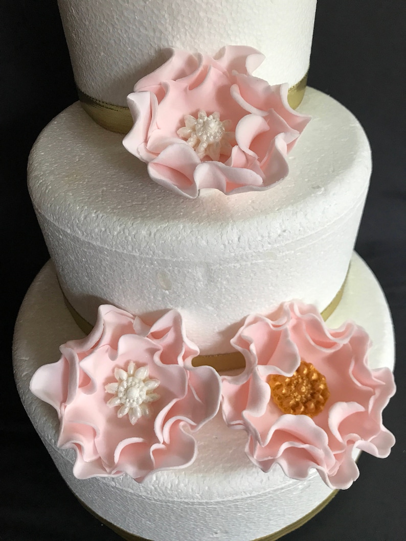 Blush pink wedding cake flowers 4pcs vintage edible fondant Etsy